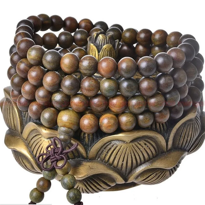 Sandalwood 108 Beads Man Bracelet Bodhi Trendy Cuff Handmade Mala Bangle Green Wear Natural Japa 8mm Prayer