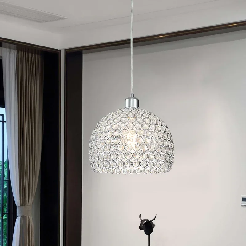 Led Iron Crystal 18cm Simple Modern Restaurant Pendant Lights For Dining Room Modern Pendentes E Lustres Pendant Lamp