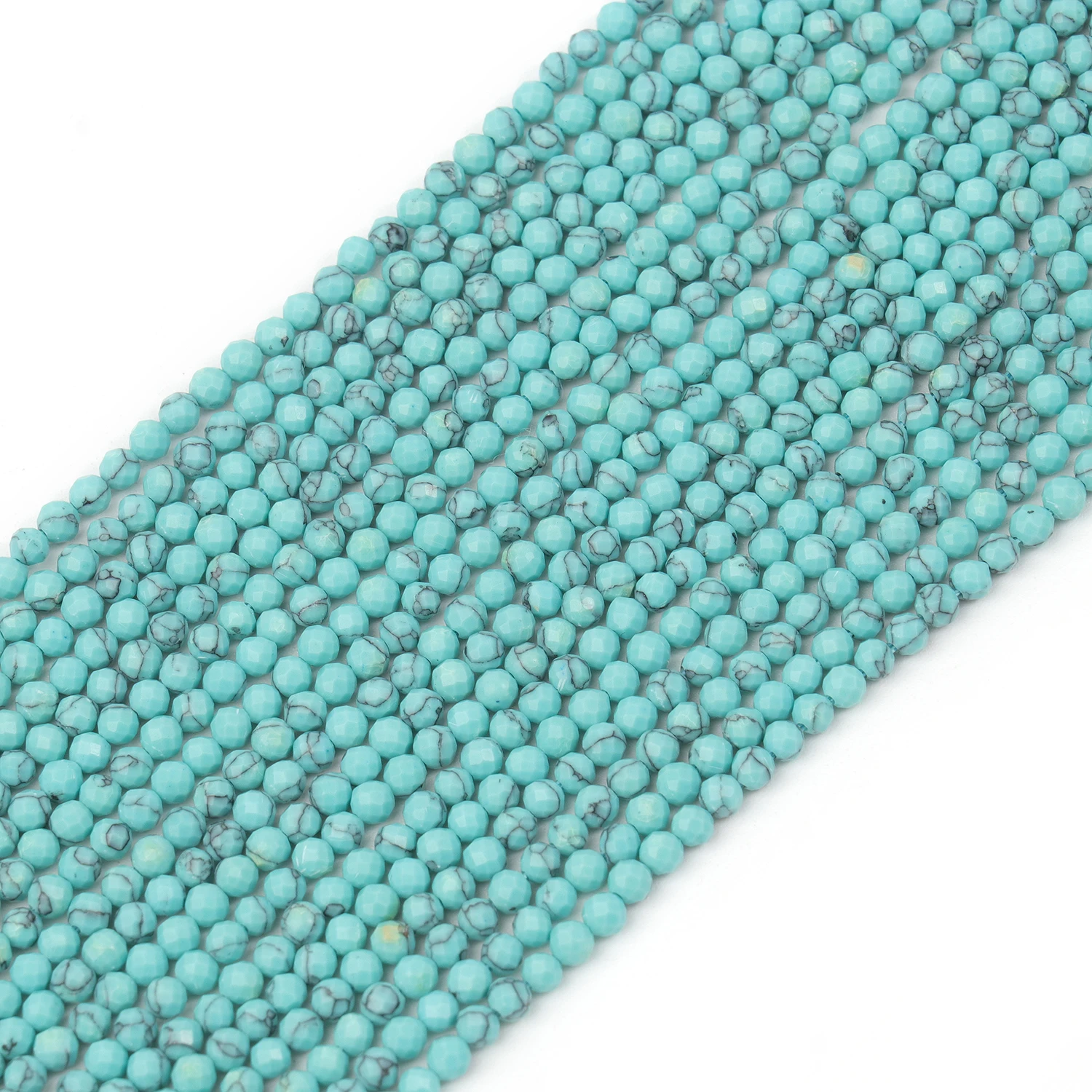 Großhandel Facettierte 2 3 4mm Naturstein Blaue Türkis-Perlen Runde Kleine Lose Perlen für Schmuckherstellung DIY Armbänder Halsketten – Detail 2