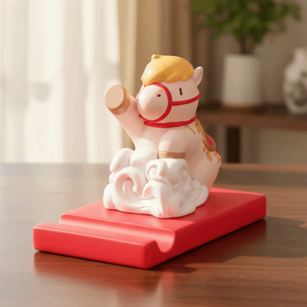 التميمة زودياك الحصان حامل هاتف زخرفة النمط الصيني مهرجان ديكور 2026 الحصان الحلي حامل الحيوان تمثال الكرتون #3