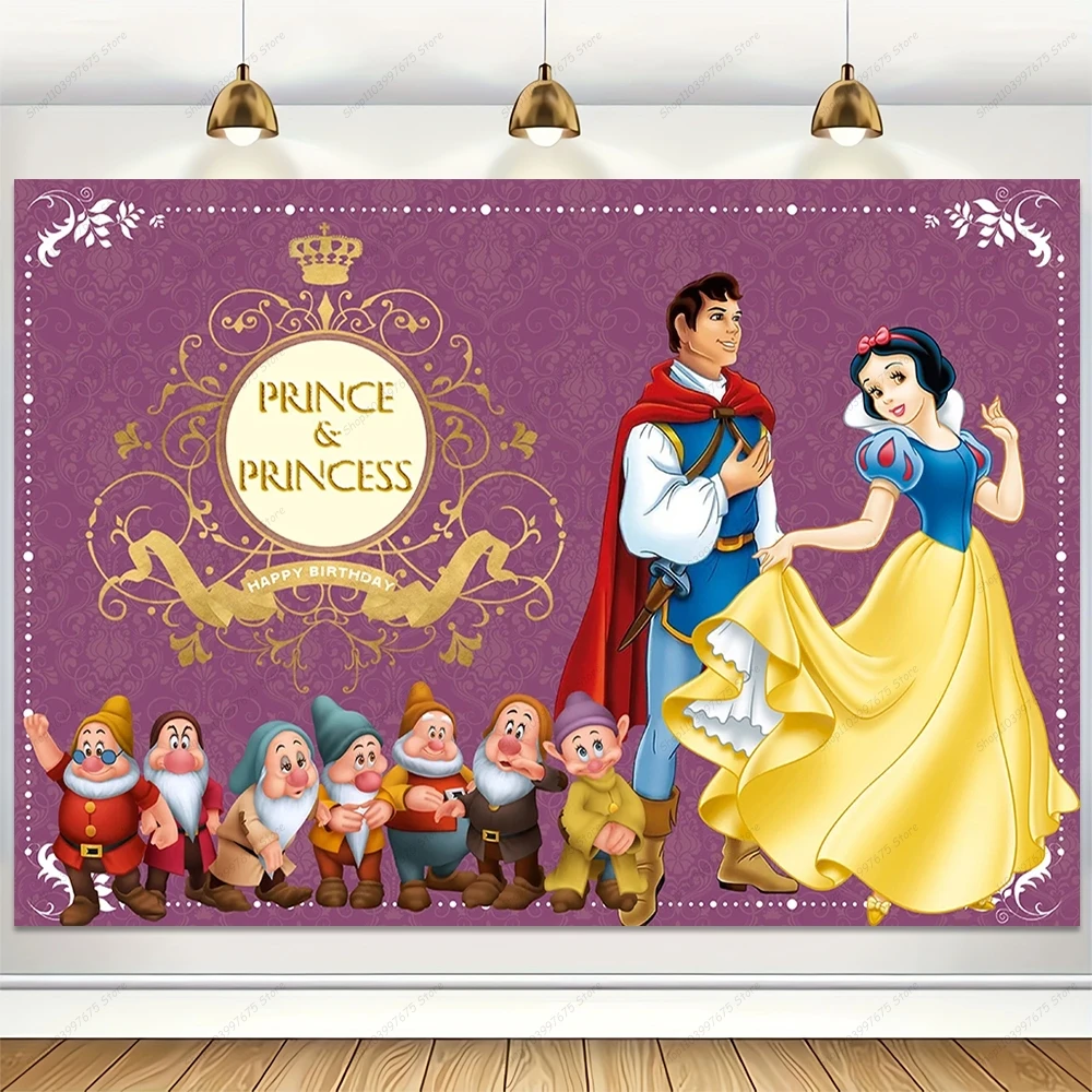 Disney Snow White Backdrop Girls Birthday Table Decoration Vinyl Background Party Supplies Baby Shower Banner Photo Booth Props