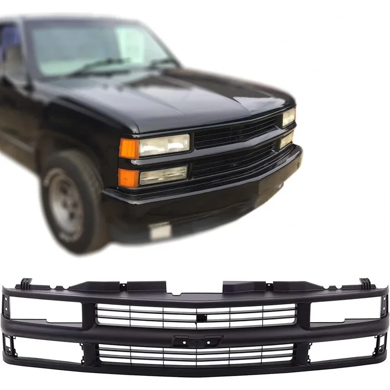 Front Black Grille Grill Compatible With 1994-1998 C/K 1500 2500 3500 Pickup Truck Blazer Tahoe SUV With Com