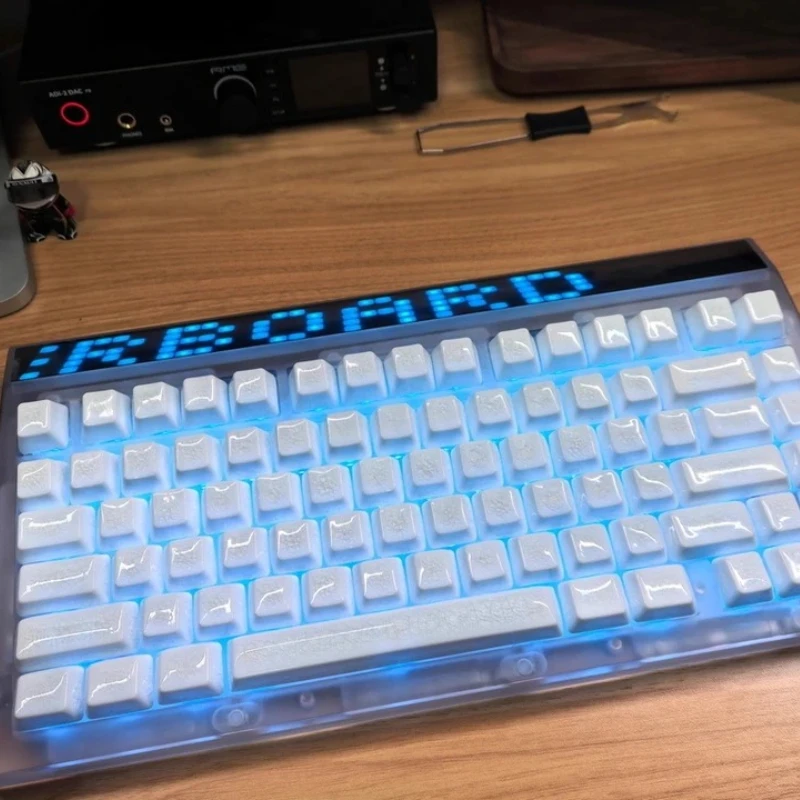 Ice Crack Ceramic Keycap Set Full Set 114 Keys Custom Keycaps for Mechanical Keyboard Magnetic Axis Key Caps PC Collect Gifts
