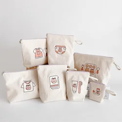 Bolsas de pañales de moda para bebé, bolso de mamá portátil de oso de dibujos animados, biberón de bolsa para bebé recién nacido, bolsa de almacenamiento para cochecito, 7 piezas por juego