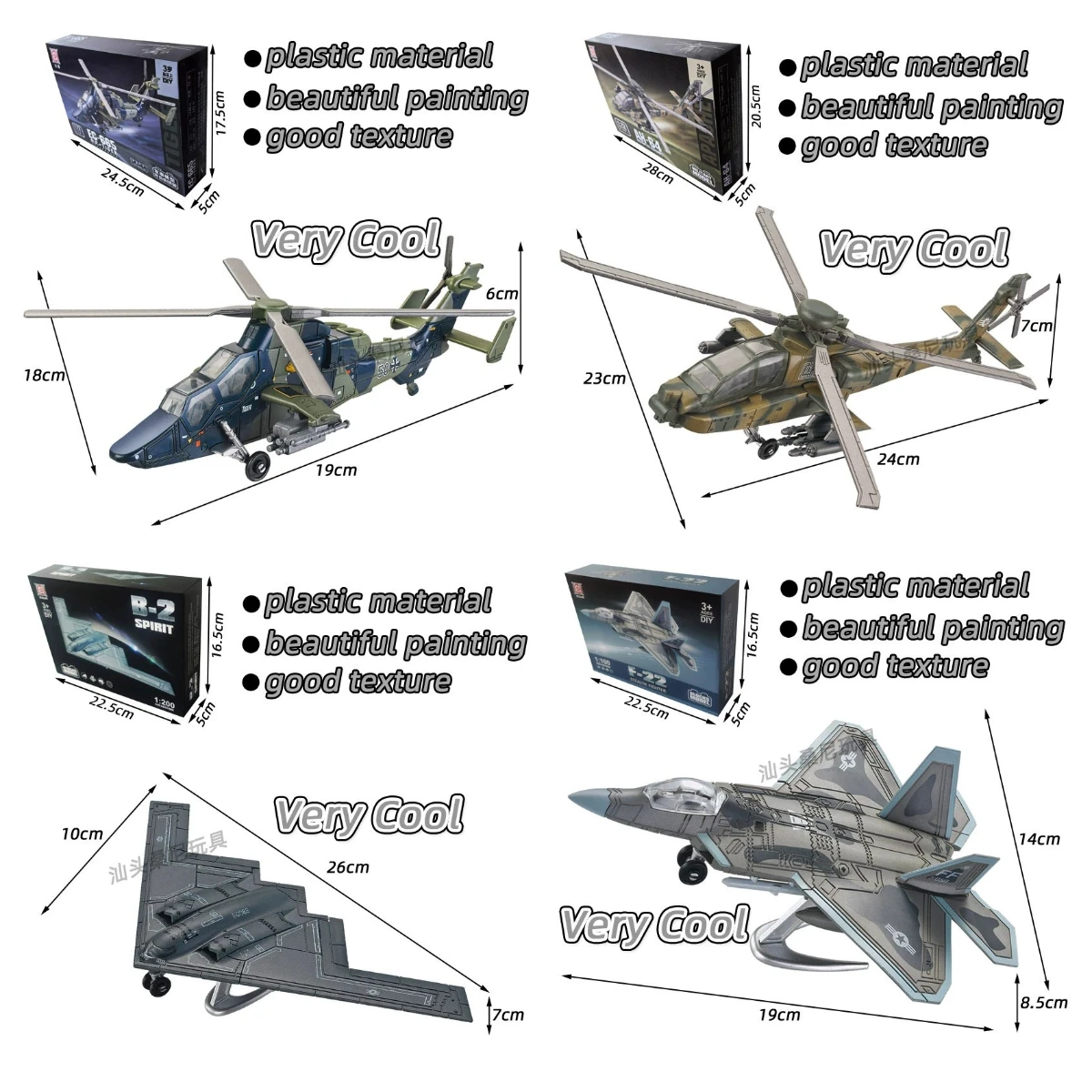 

Modern Military Fighter Block Model AH64 Assemble EC665 Copter F-22 B-2 Airplane Model Assembly Plane Educational room decoratio