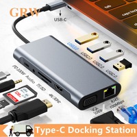 USB C HUB 4K Type-C to HDMI VGA USB 3.0 2.0 Adapter 11 in 1 Type C HUB Docking Station PD 87W USB-C Splitter for MacBook Pro Air