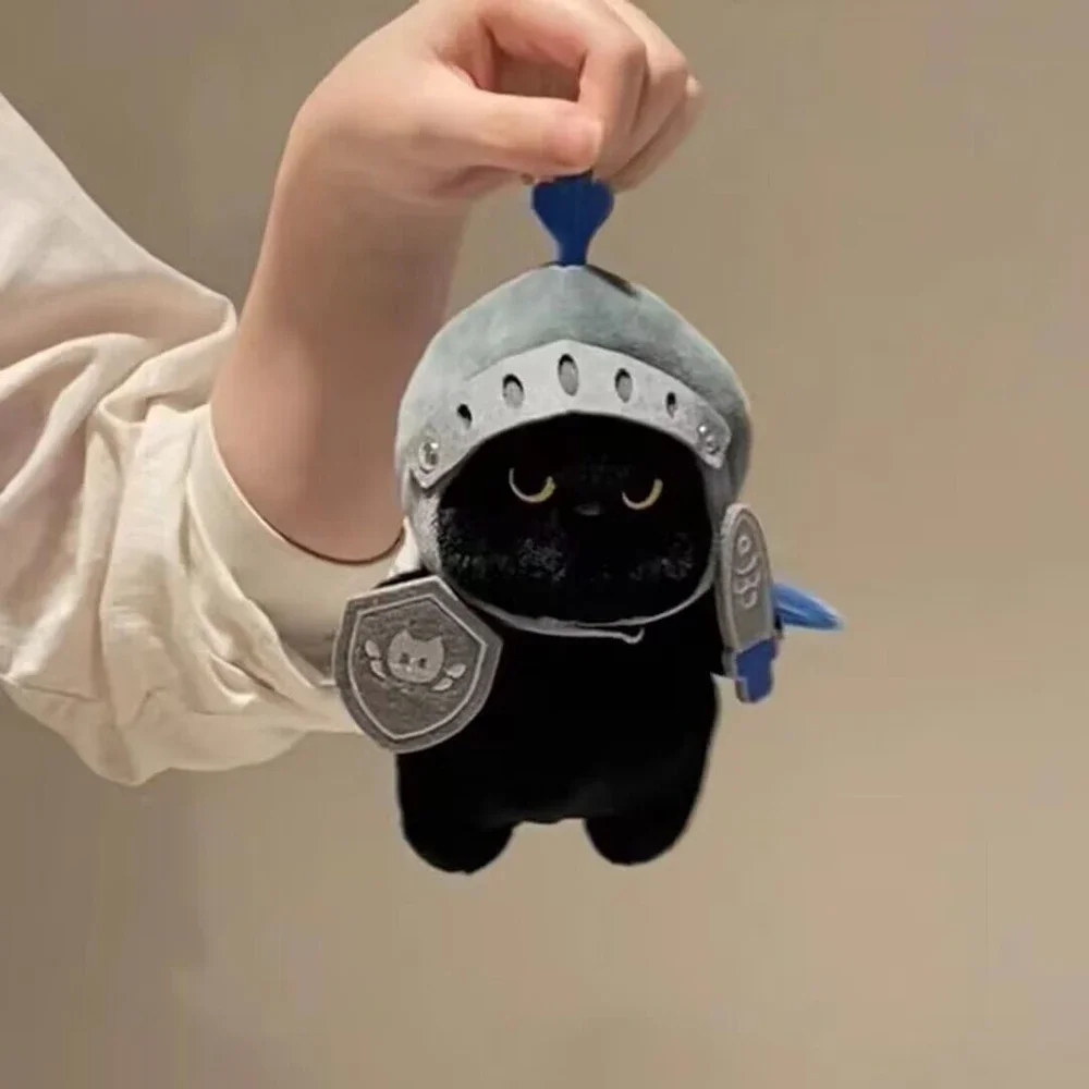 Q version Knight Cat Kitty cat doll toy backpack pendant Companion doll bag pendant Children\'s birthday gift Cute black cat toy