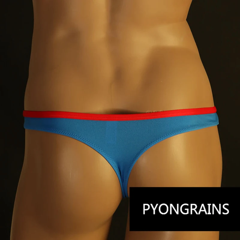 new Men\'s U convex underwear antibacterial thong underwear sexy thin ice silk elastic sexy T pants see through jockstrap men
