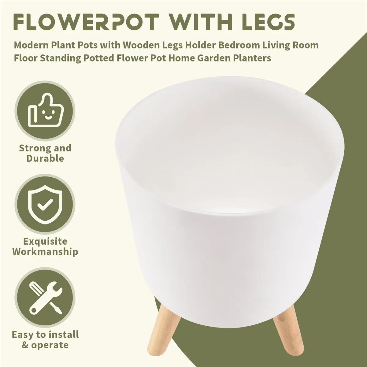 

Современные горшки для растений AAAL с деревянным держателем для ножек, спальня, гостиная, напольный горшок для цветов в горшке, домашний сад-B