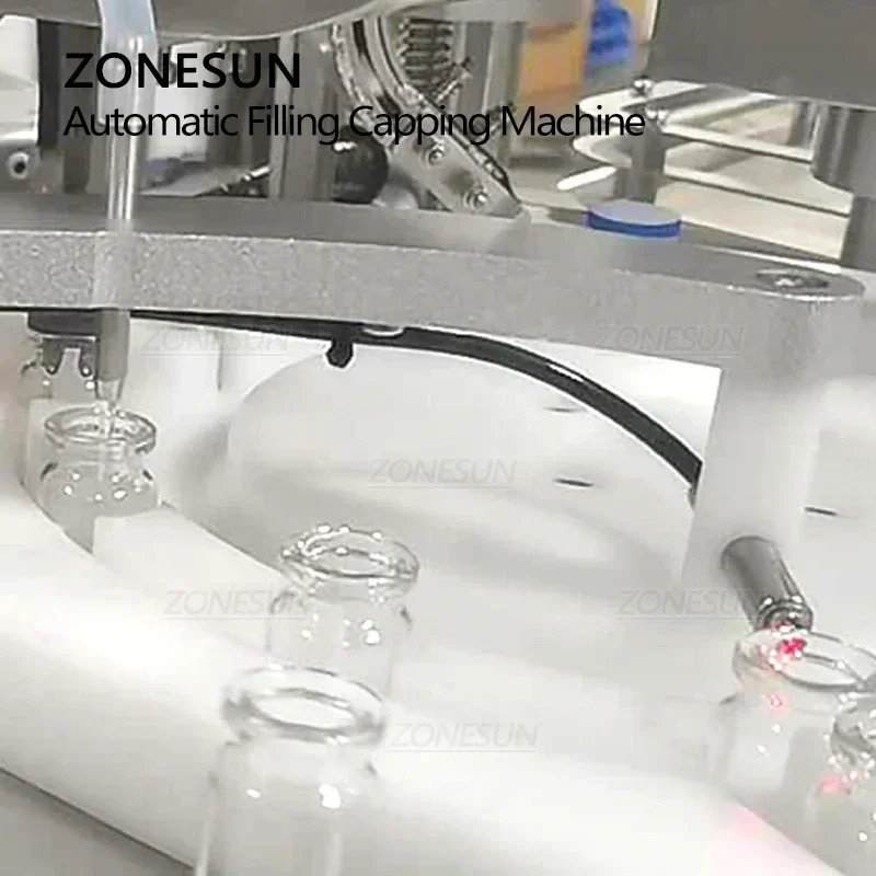 ZONESUN ZS-AFC7-2 Pressa automatica per tappi di riempimento di bottiglie Penicillin con alimentatore per tappi