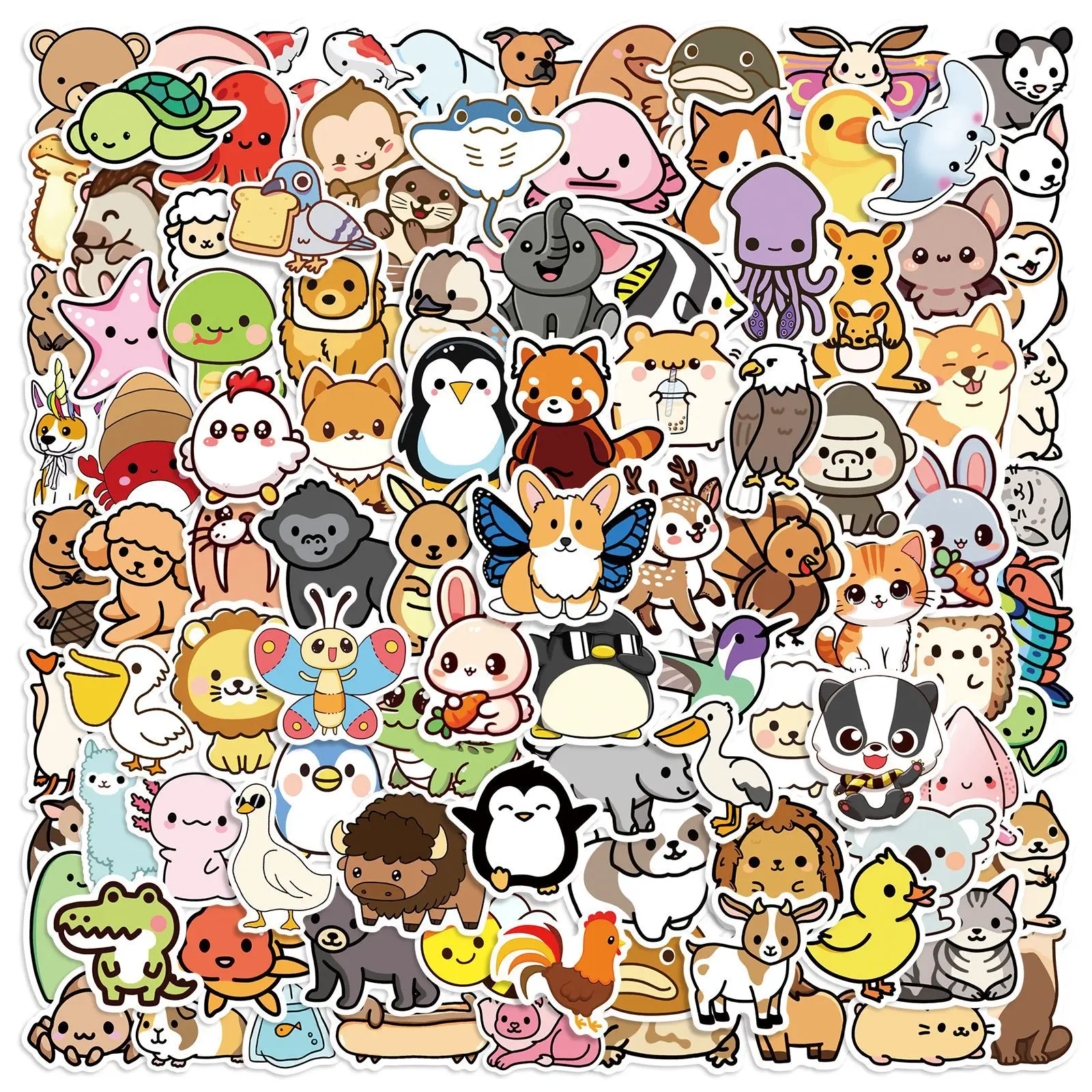 100 pçs bonito animal coleção dos desenhos animados graffiti adesivos diy telefone guitarra notebook mala copo adesivo à prova dwaterproof água crianças brinquedo