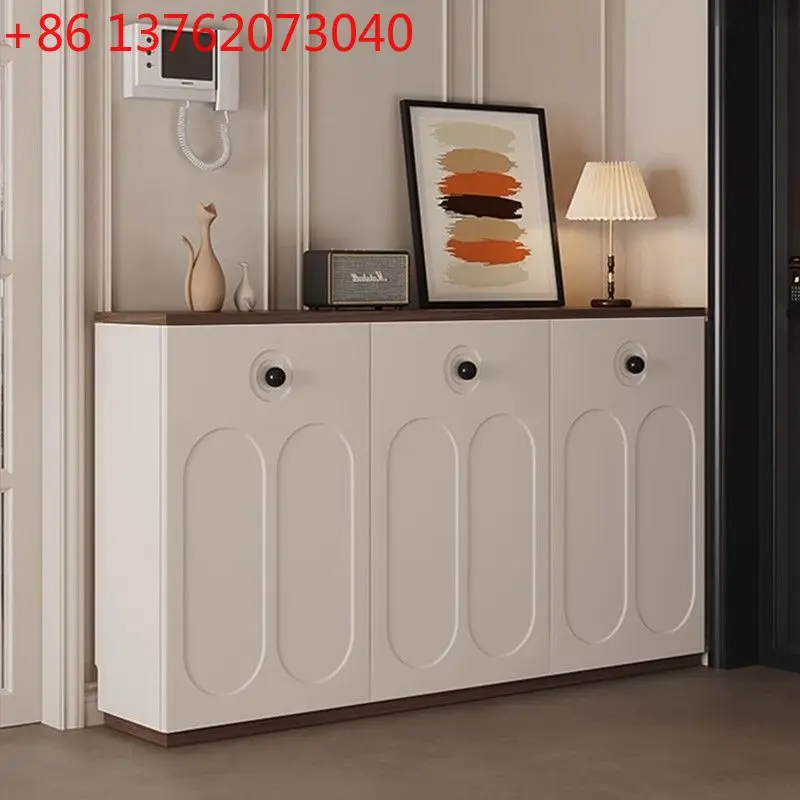 Scarpiera con porta oposta americana color crema, scarpiera da ingresso per soggiorno multistrato a prova di muffa