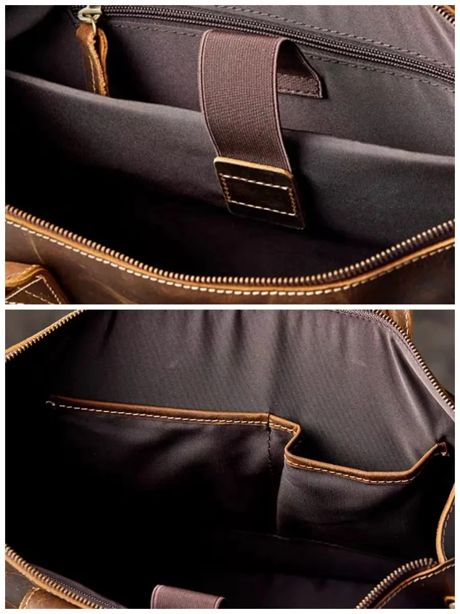 NASVA Herren Vintage Echtleder Aktentasche Umhängetasche Laptop Umhängetasche Crazy Horse Ledertasche Handtasche – Detail 16