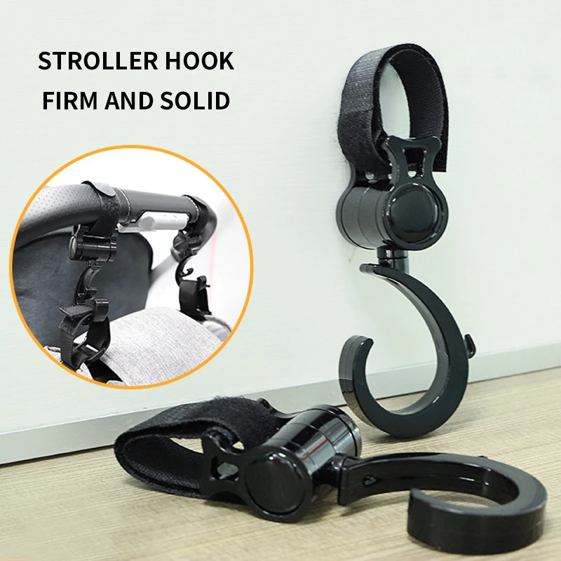 Flexible 360° Rotating Stroller Hooks 2 Pack, Multi-Function Hanger Fit Baby Stroller, Crib, Trolley