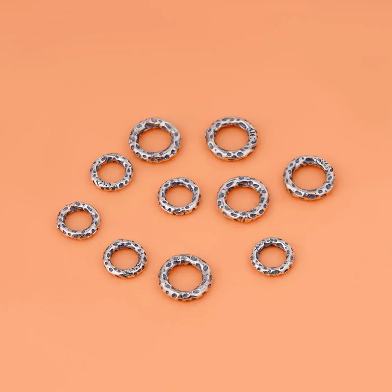 S925 Sterling Silver Vintage Circle Shim handmade diy beaded material bracelet necklace accessory