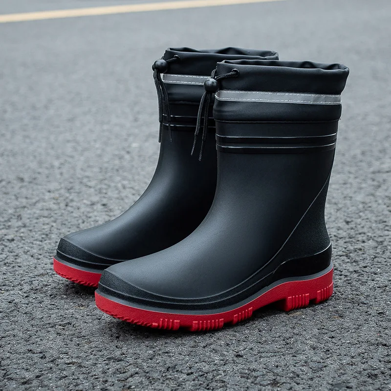 

Men Rain Boots Fashionable Mid-tube Water Boots Adult Outdoor Fishing Waterproof Shoes Non-slip Wear-resistant Rubber Work Shoes