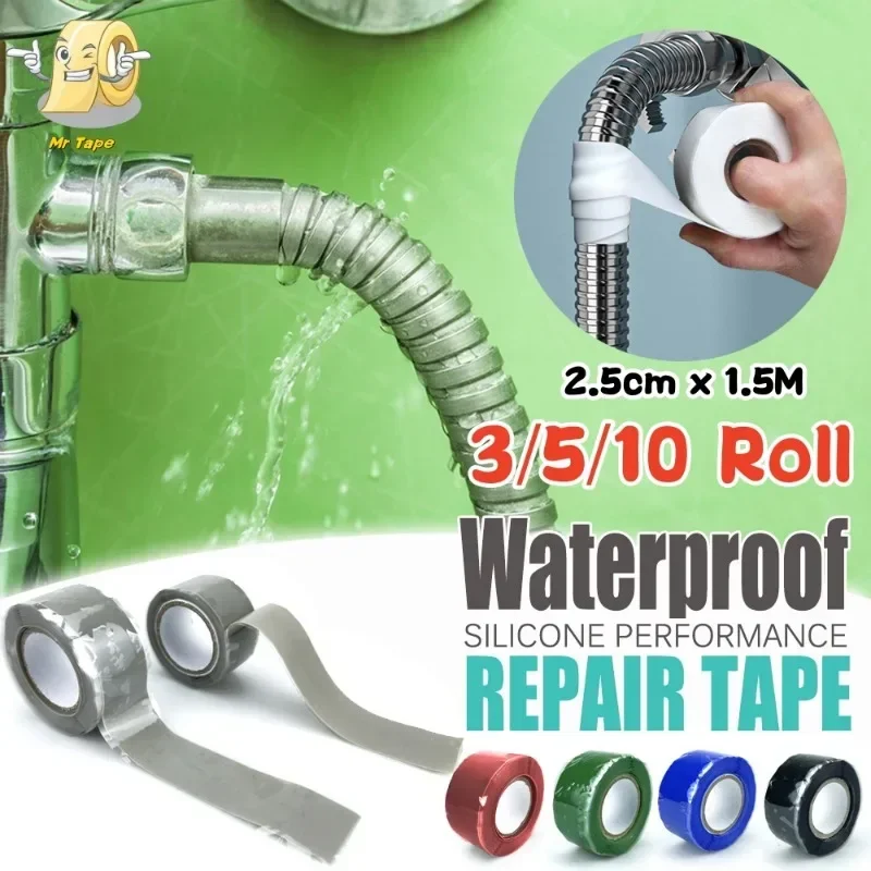 Self-Fusing Silicone Band Silicone Tape Repair Tape Waterproof Tape Electrical Wires Leak Proof Rubber Hose Tape Sealing Strip