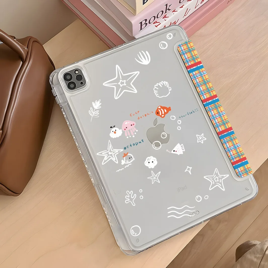 Big Ship Pen Slot Tablet Case For Mini 7 6 iPad Pro 2024 2022 2021 2020 2019 2018 2017 11 10 9 8 7 6 5 Air7 6 5 4 3 2 1 Cover