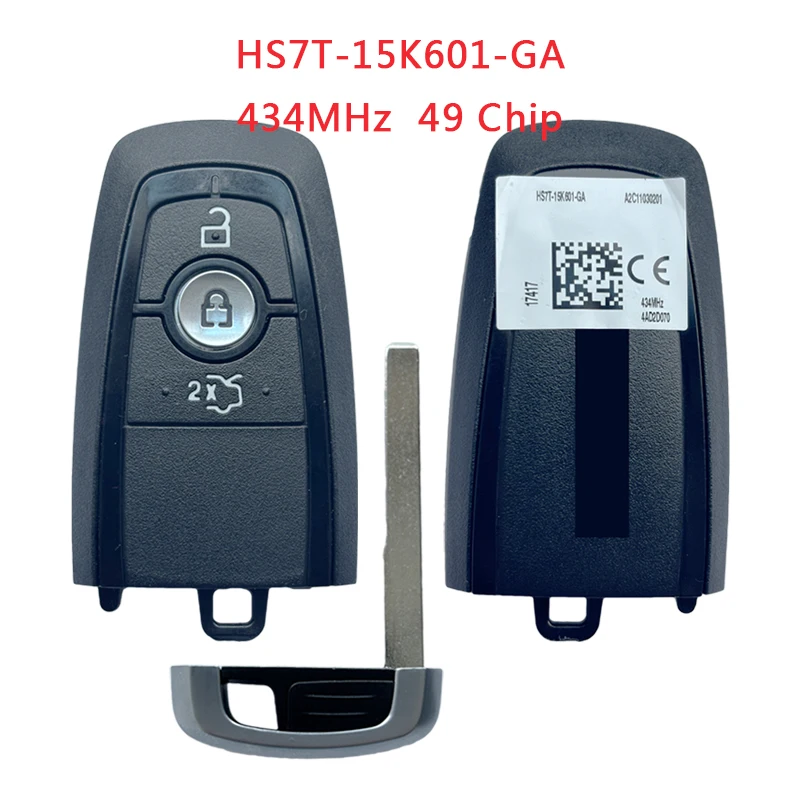 

TXK018178 OEM PN HS7T-15K601-GA For Ford Vignale Smart Remote Car Key 3 Button 434MHz 49 Chip A2C93142100 CMIIT ID 2016DJ2196