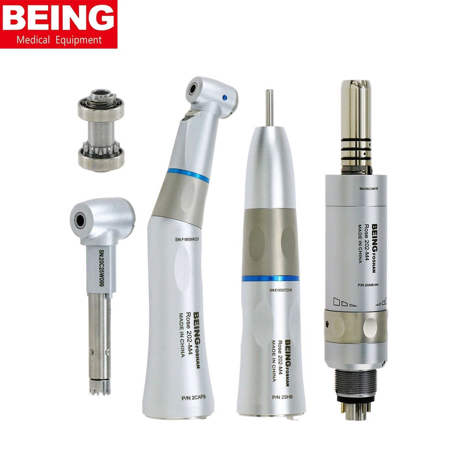 

BEING Dental Low Speed Fiber Optic LED Air Motor Handpiece Contra Angle fit KAVO