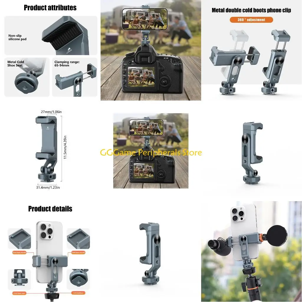 

U55B Universal Cold Shoe Mount 360 Rotatable Phone Camera Bracket For Tripod Camera