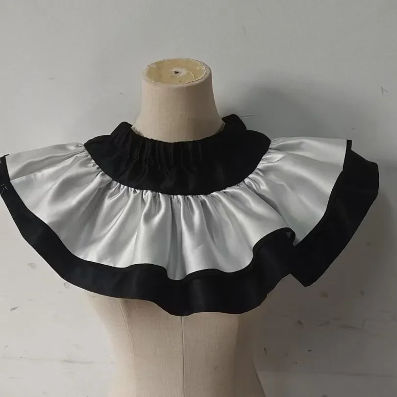 New Halloween Joker Clown Costume Black White Checkered False Collar Set Performance Cosplay Stage