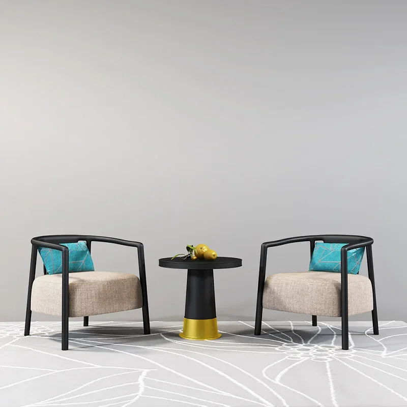 

New Chinese Style Wooden Lounge Chair Three-Piece Set Negotiation Sales Office