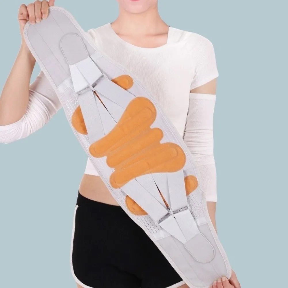 Podwójny regulowany pas lędźwiowy, oddychający, ergonomiczny pas podtrzymujący, unisex, z 3 wkładkami, orteza ortopedyczna na kręgosłup