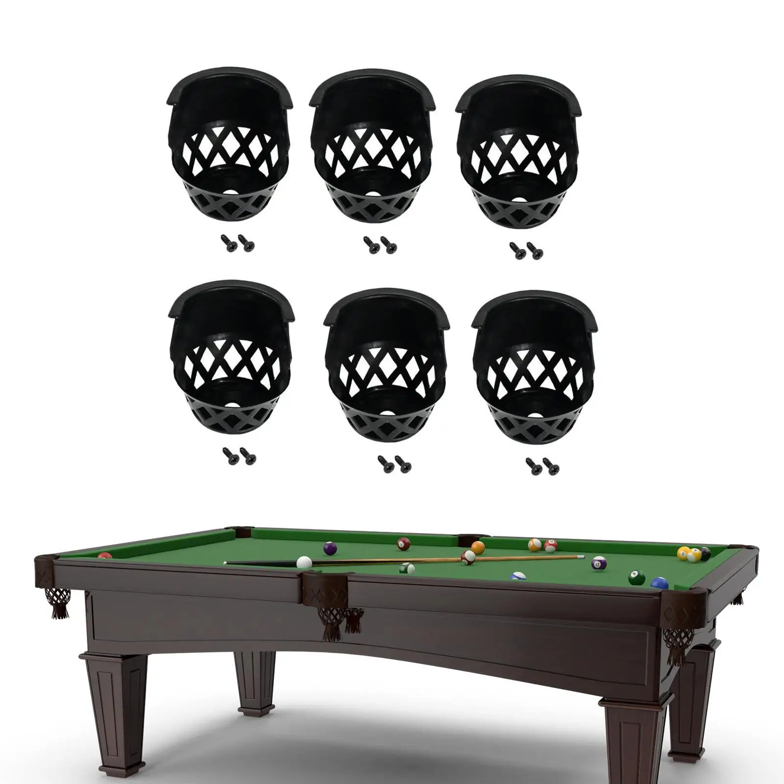 6Pcs Billiard Pool Table Pockets Black for Indoor Game Pool Halls Home Game