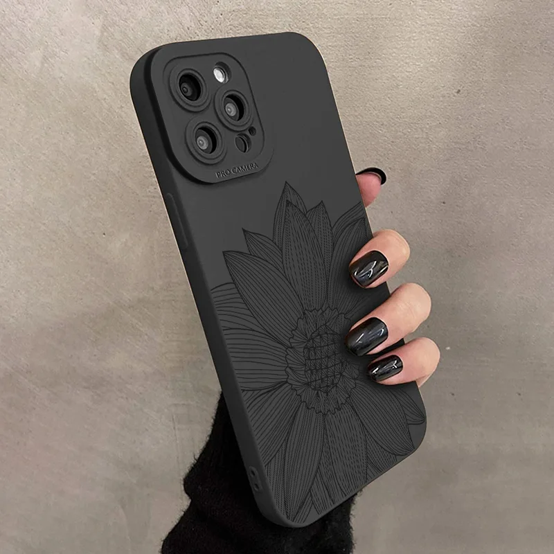 Sketch Lotus Phone Case For Apple IPhone 14 13 12 11 XS XR X 7 8 Mini Pro Max