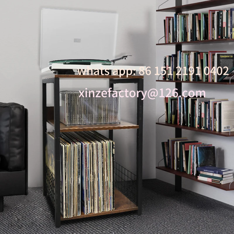 

Customizable Record Player Stand Multi-Functional LP Storage & Display Cabinet for Turntable Bookshelf Speakers & Maga