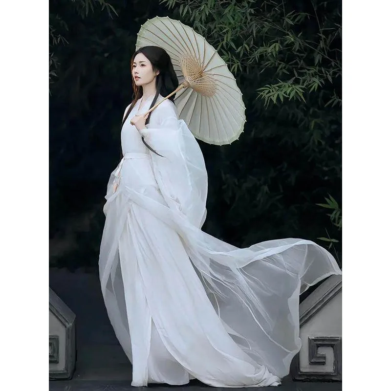 

Hanfu 2026 New Ancient Clothing Straight Train Closure Large Sleeve Shirt Antique and Cold Fairy Elegant Suit Female