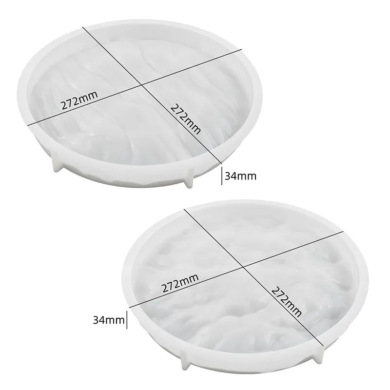 DIY Crystal Epoxy Resin Mold Round Wave Coaster Tray Fruit Plate Mirror Silicone Mould For Resin Home Decoration Oranments Mold