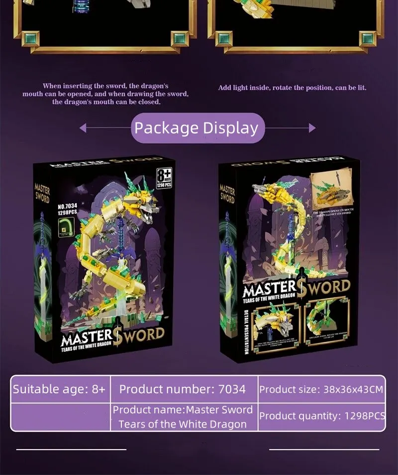 MOC Bricks Zeldaing Wild Breath Master Sword Tears of the White Dragon Desktop Ornaments Building Blocks Assembly Toy Kid Gifts
