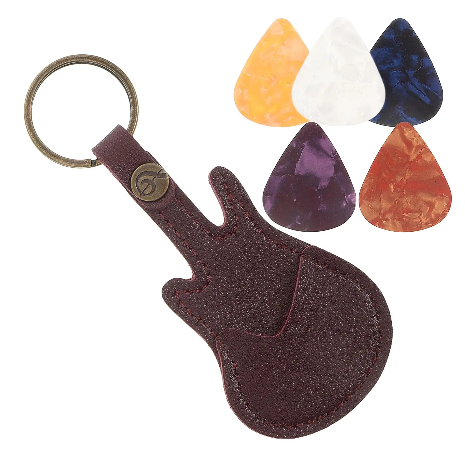 

Guitar Pick PU Case Keychain Guitar Picks With Case Holder Portable Storage Accessory Small Ukulele Picks Compatible