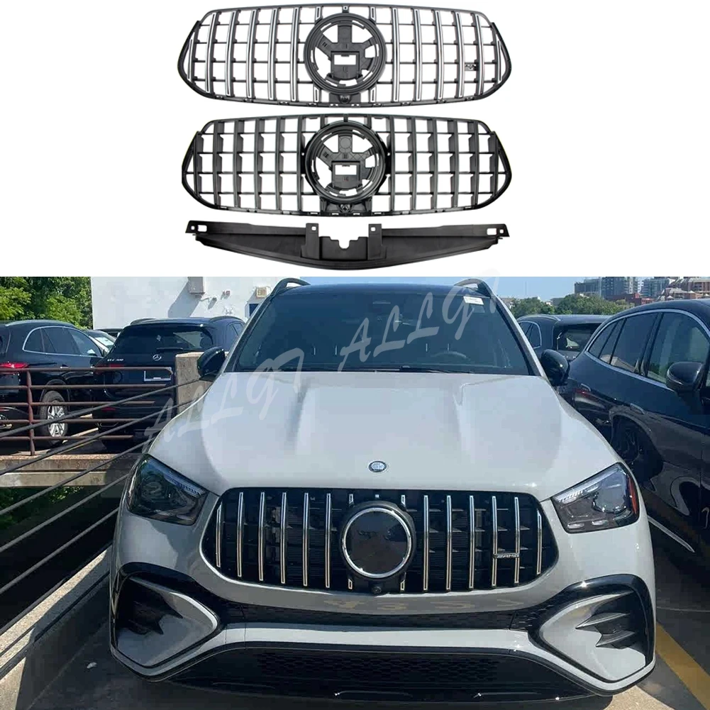 Car Front Racing Facelift Bumper Grille Upper Radiator Cover For Mercedes-Benz W167 V167 GLE300 GLE350 GLE400 GLE450d 2023 2024+