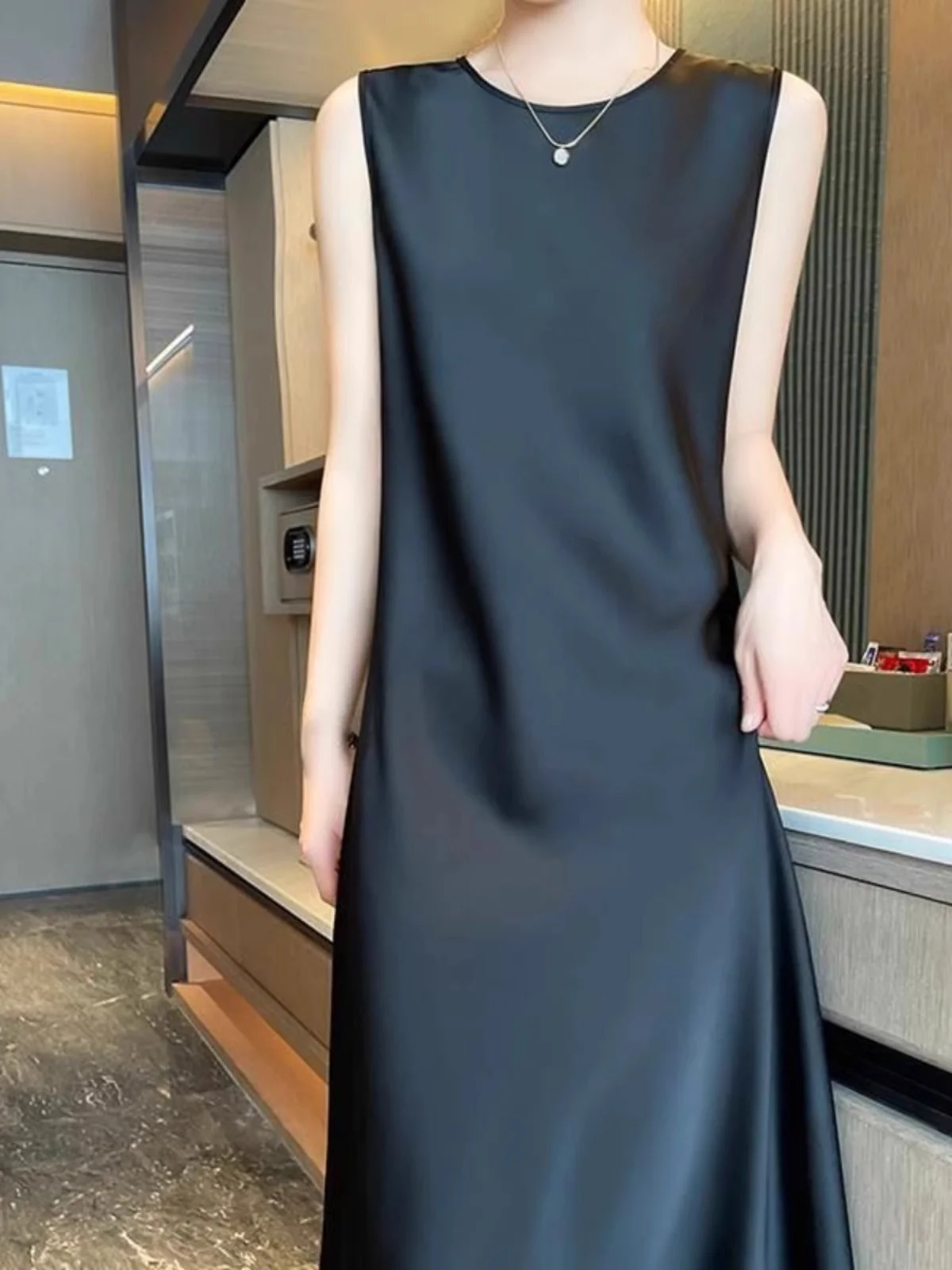 Ele rond Ne soie satin Dr femmes printemps été acétate mi-longue jupe Svel taille haute a-ligne Simple Sle