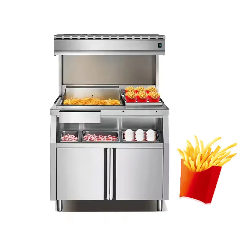

Fast Food Catering Equipment Chips Workstations Buffet Food Warmer Station Electric Commercial French Fries Warmer Hot Selling