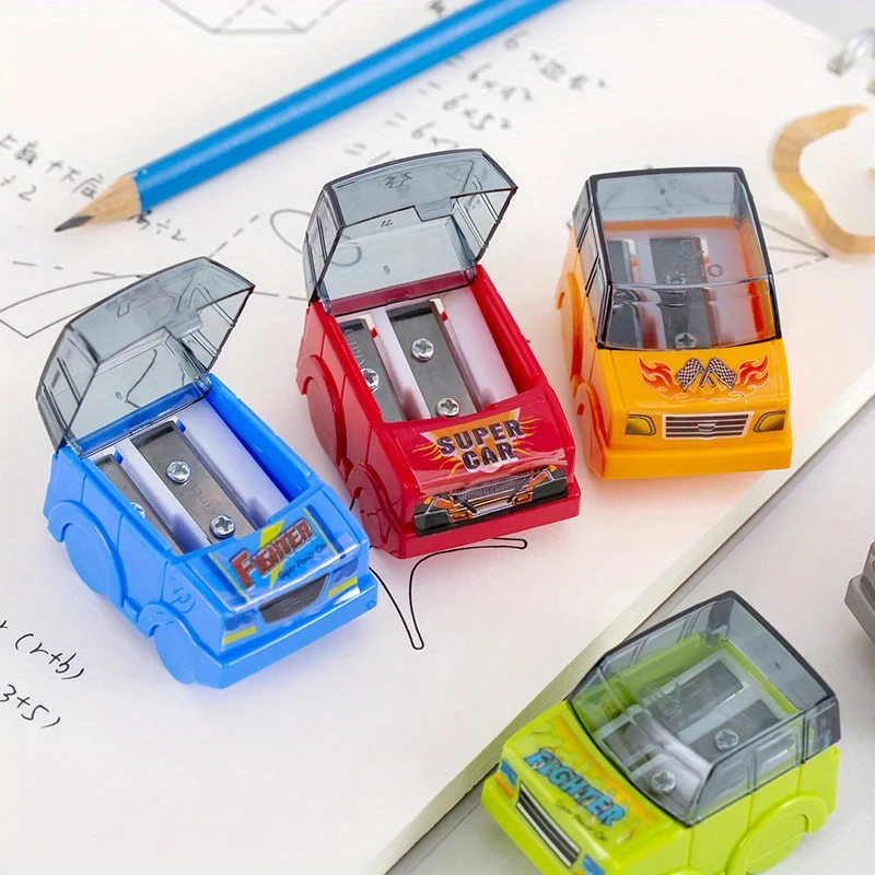 5pcs Cute Car Model Double Hole Pencil Sharpener Pencil Sharpener Student School Stationery Supplies image 4