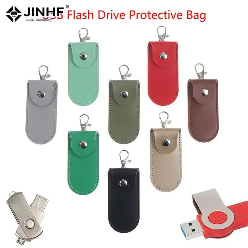 Couro Bolsa protetora Bolsa Case Cover, Chaveiro Titular para USB Flash Drive, Memory Stick, OTG U Disk Storage Bags, 1Pc