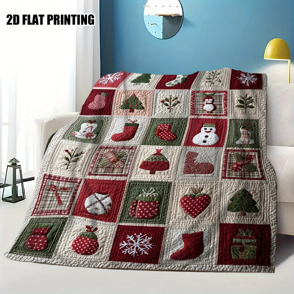 قطعة واحدة من بطانيات الفانيلا الاحتفالية لعيد الميلاد، مثالية للسفر والمكتب، مع رقاقات الثلج وأشجار عيد الميلاد والمزيد، بطانية مكتب #2