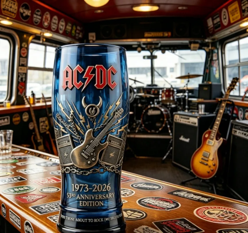 53rd Anniversary Classic Rock Style 3D Relief Beer Glass - Vintage Embossed Drinking Cup for Music Fans Bar Collectible Tumbler