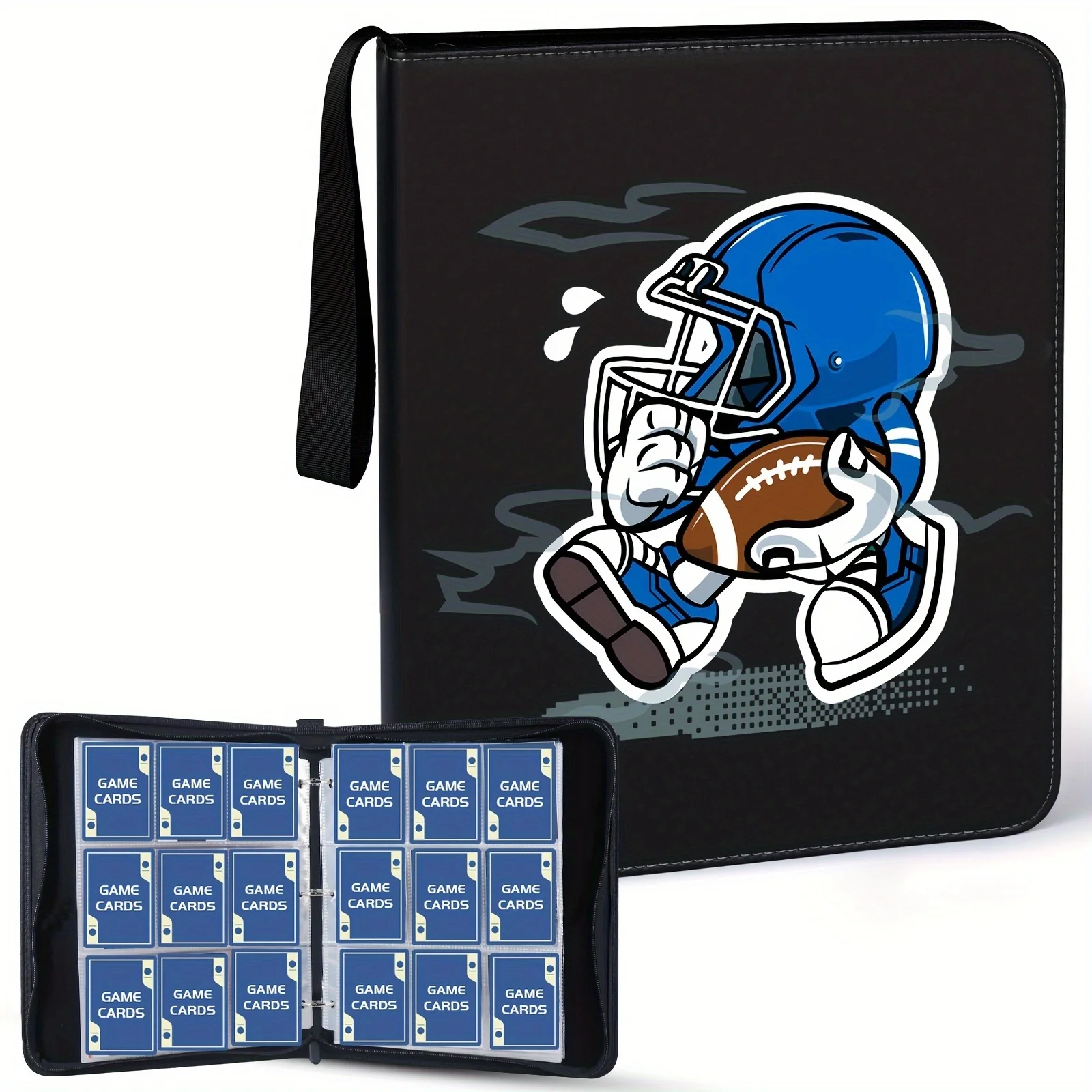 Card Binder Fits 900 Cards Sports Card Binder with 50 Removable Double-Sided Sleeves with Zipper, Fit Football Baseball Cards
