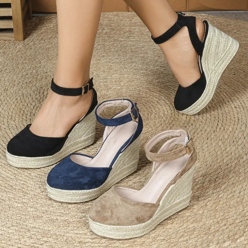 

New Summer High Heels Sandals Women Wedges Shoes Brand Ladies Party Shoes Elegant Wedge Heel 10cm Plus Size 42 DX501