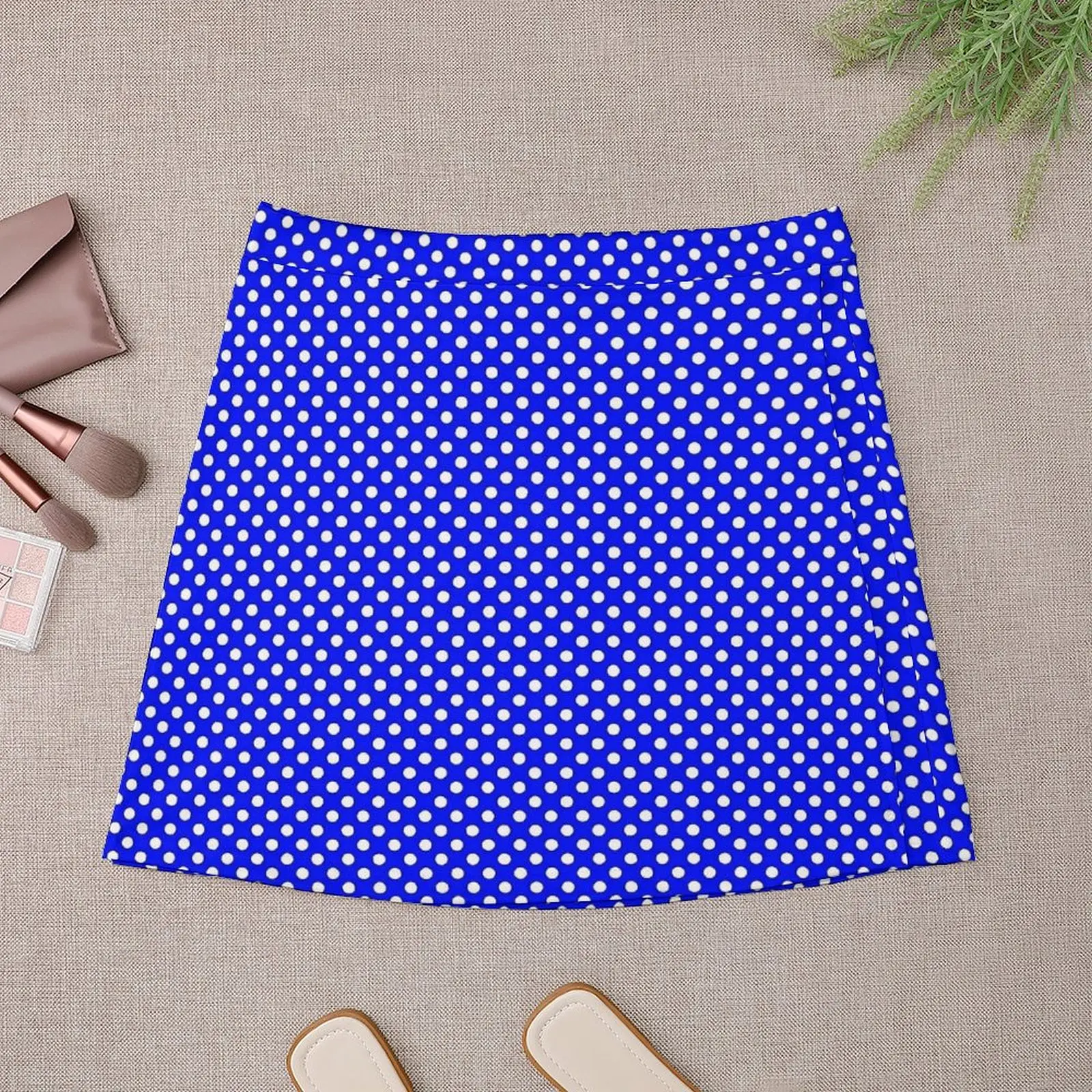 White And Blue Polka Dots Skirt Retro Print Cute Mini Skirts Spring High-waisted Graphic Street Fashion Casual Skirt Large Size