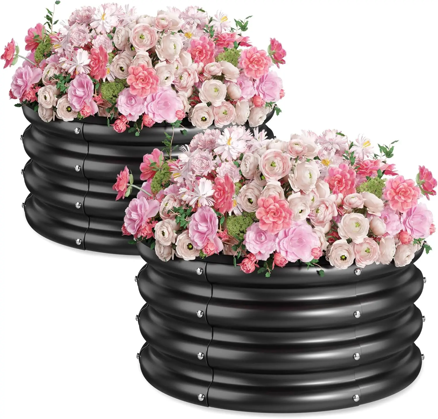 Raised Garden Bed & Planter Box, Galvanized Steel, Black, 2 x 2 x 1 ft 2 Pack