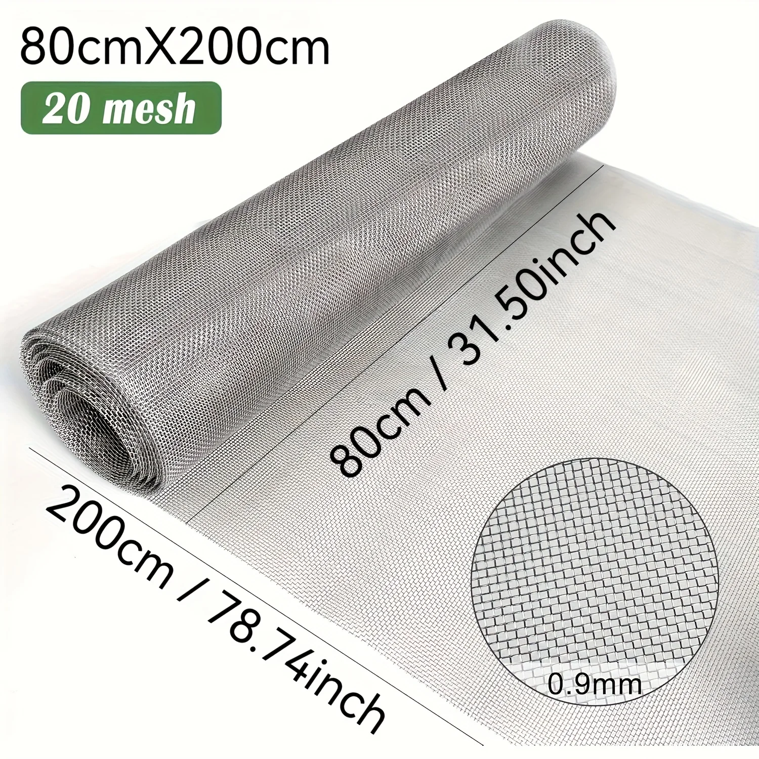 1 Rolle aus 304 Edelstahl-Feinmaschendraht, 1 mm dick, 80 cm x 200 cm (31,5' x 78,74') - Rostbeständiges Metallnetz für den Garten – Detail 2