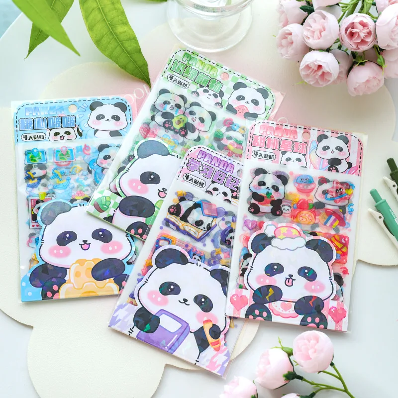 Panda Sticker Fubao Matte Cartoon Cute Ins Wind Hand Account Matte Sticker Water Cup Postcard Decorative Pattern