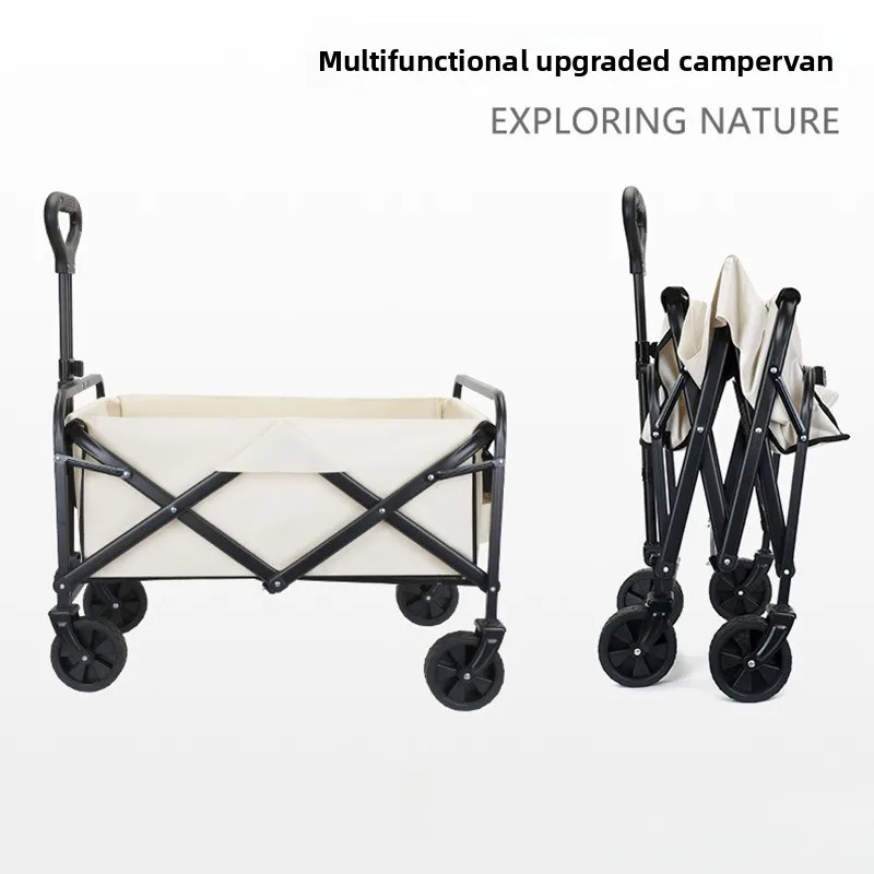 Camping Cart Collapsible Folding Large Capacity Outdoor Trolley Hand Pulled Picnic Cart Picnic Camping Cart Shopping Trolley