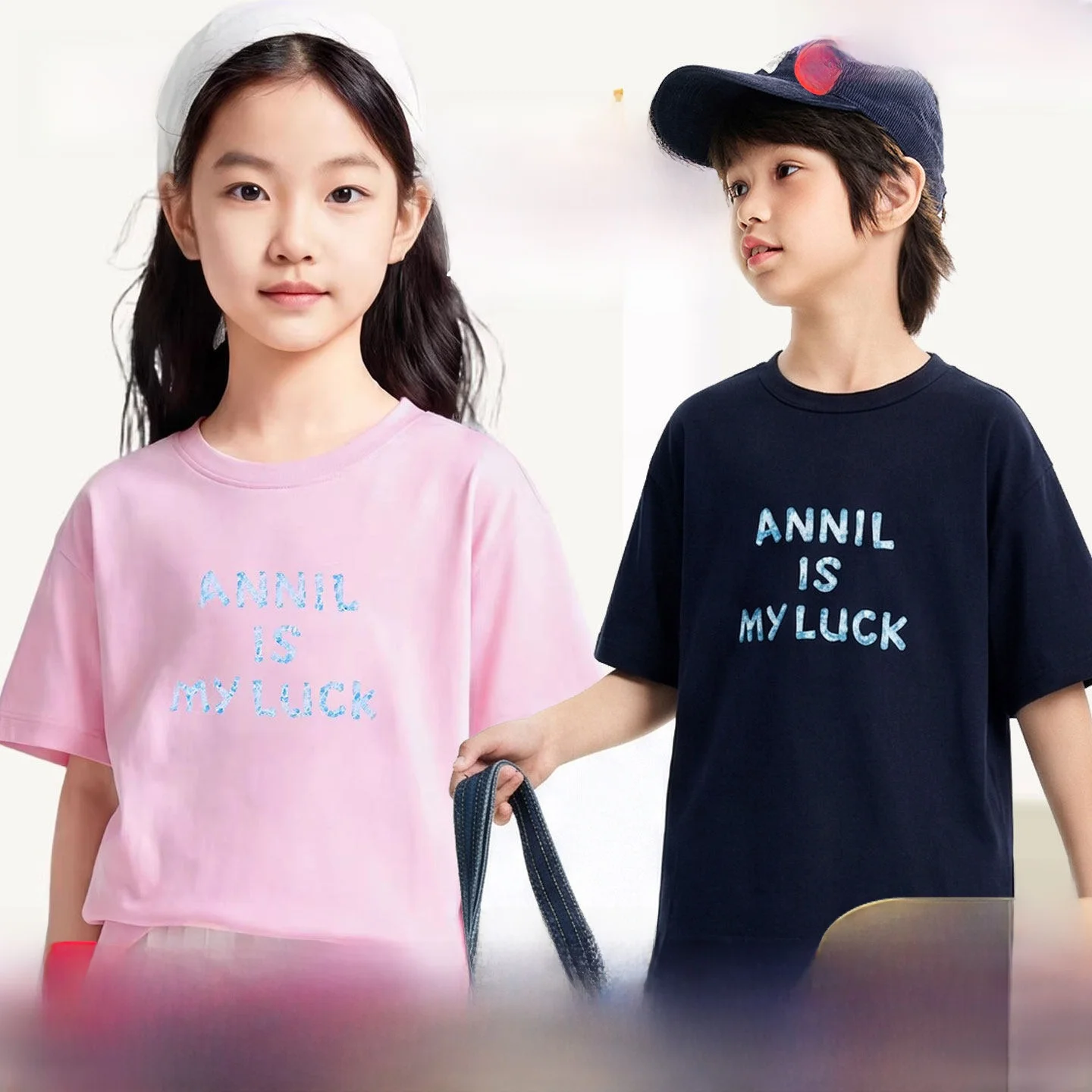 annil-kids'-round-neck-short-sleeve-t-shirt-casual-sporty-top-for-boys-and-girls-cotton-polyester-blend-summer-new-arrival